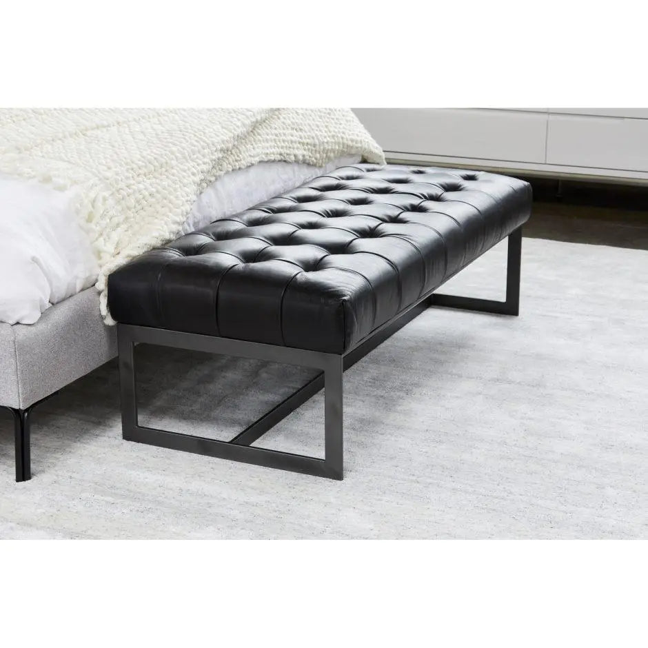 Wyatt Leather Bench Black Benches| Moe's Home