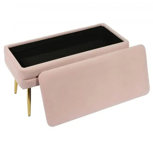 Ziva Blush Velvet Storage Bench Benches| TOV