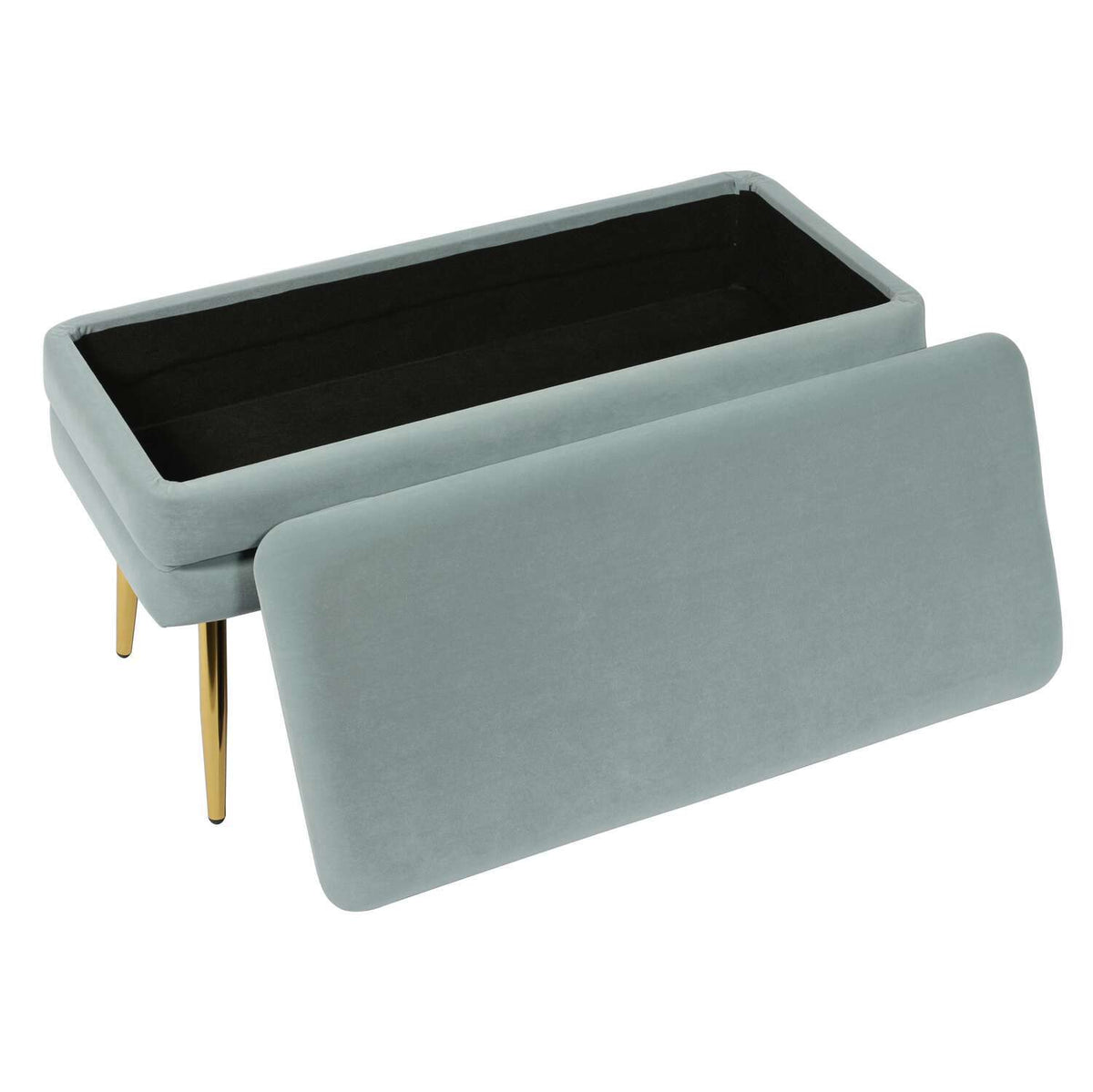 Ziva Sea Blue Velvet Storage Bench Benches| TOV
