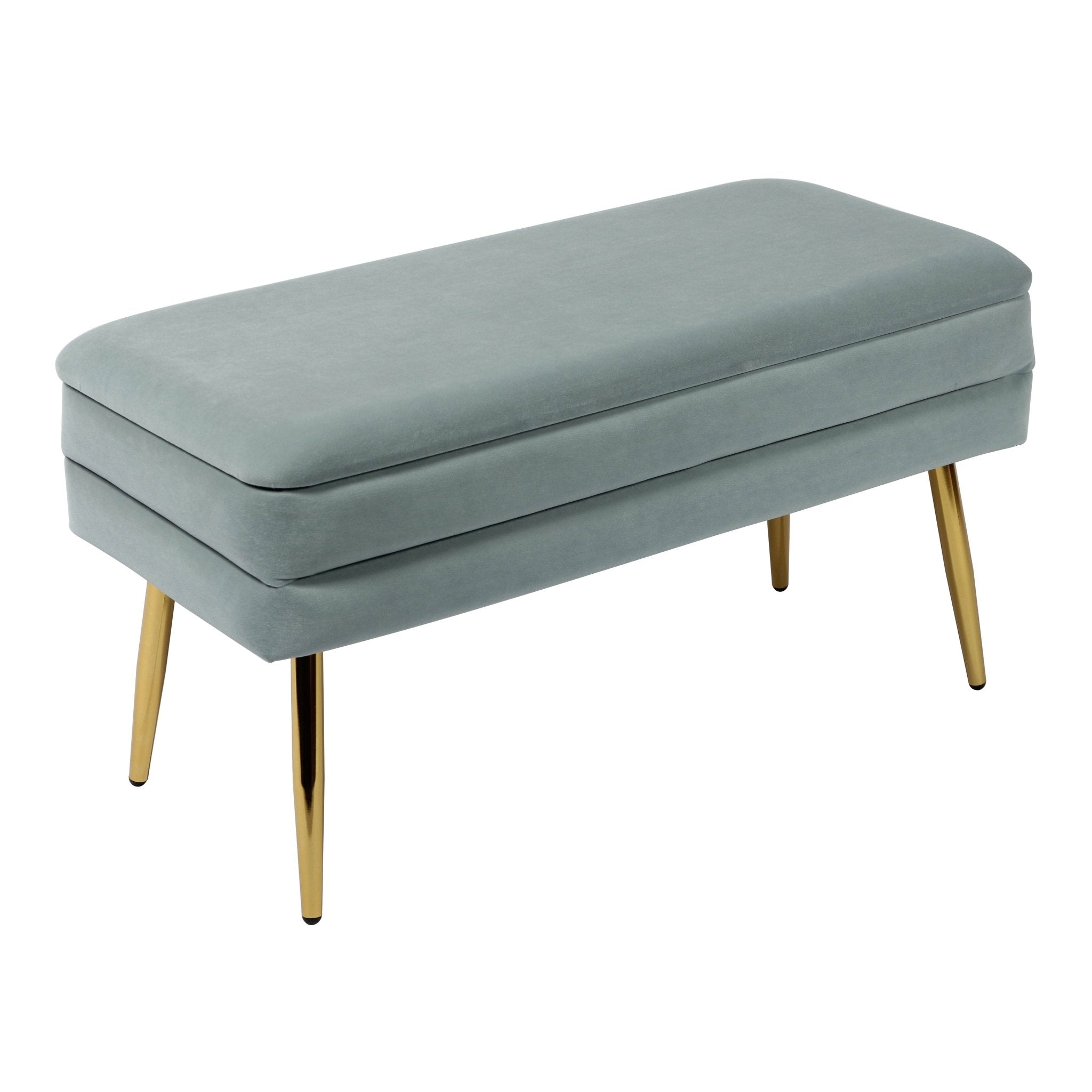 Ziva Sea Blue Velvet Storage Bench Benches| TOV
