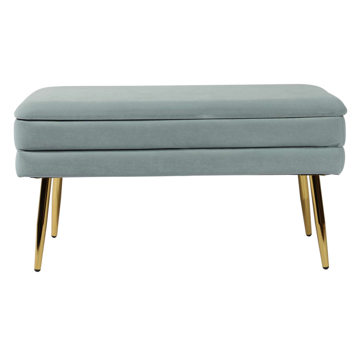 Ziva Sea Blue Velvet Storage Bench Benches| TOV