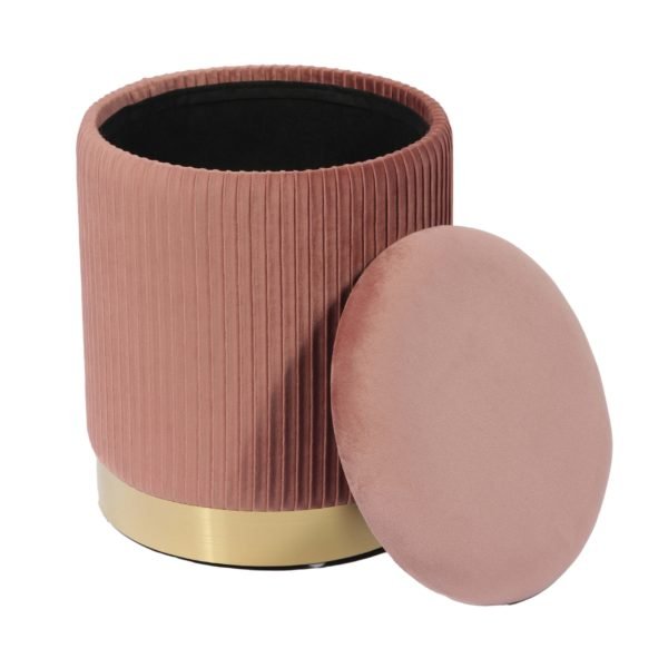 Zoe Blush Velvet Storage Ottoman Ottomans| TOV