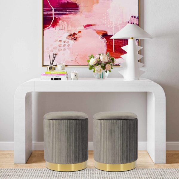 Zoe Grey Velvet Storage Ottoman Ottomans| TOV